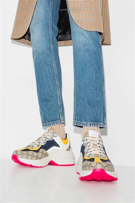 gucci rhyton sneakers outfit ideas|gucci gg rhyton sneakers men's.